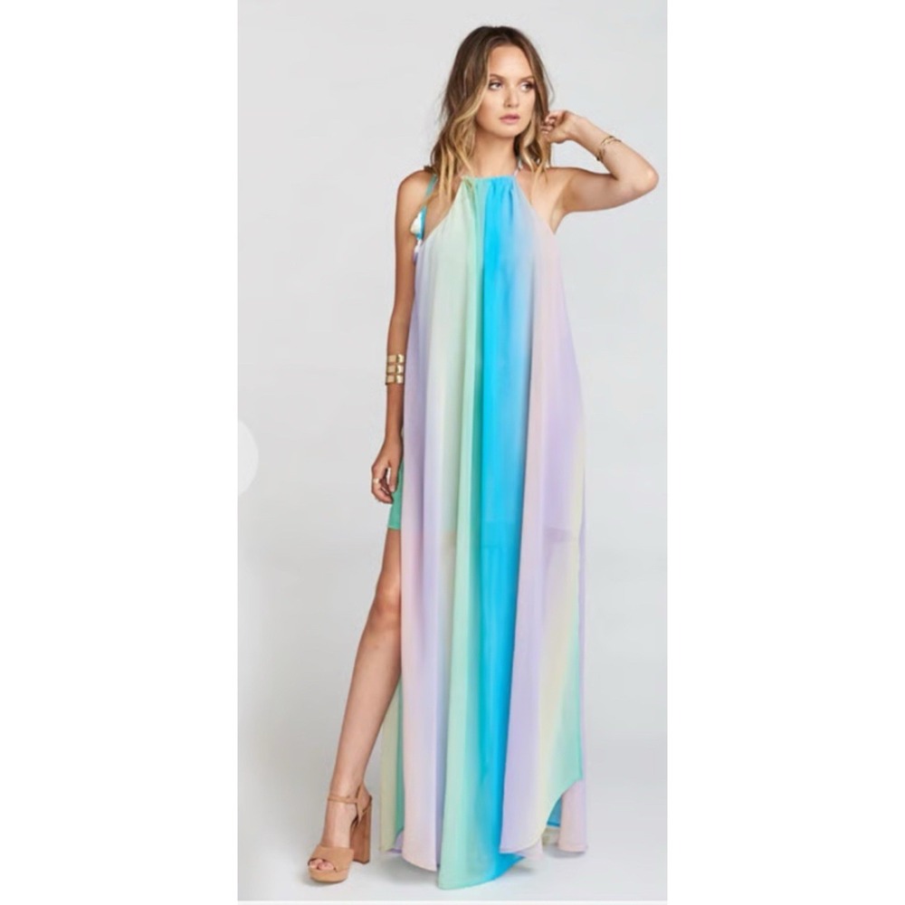 Show Me Your MuMu Pastel Ombre Maxi Dress in Aqua, Lavender, Mint